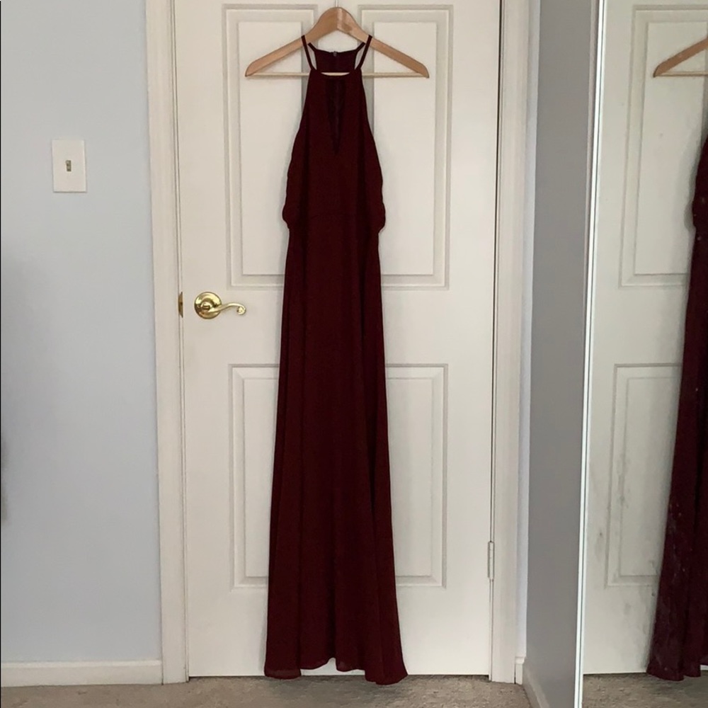 LuLu’s burgundy, maxi dress. Size L